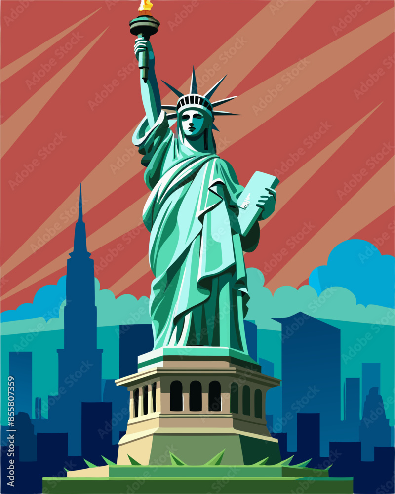 Fototapeta premium Illustration of Statue of Liberty