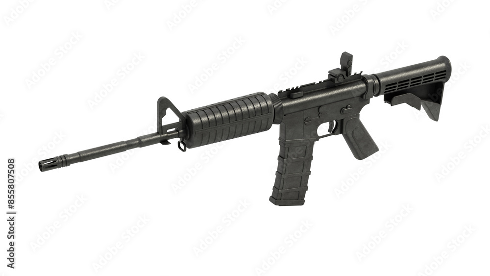Automatic assault rifle isolated on transparent background. 3D illustration Automatic assault rifle isolated on transparent background. 3D illustration
