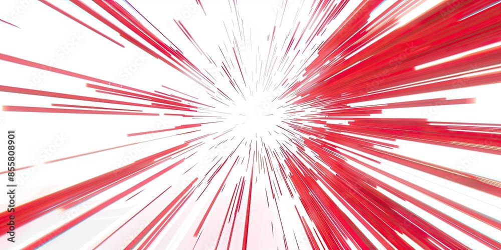 Horizontal illustration of bold red lines radiating outwards from central white point, creating sense of perspective and depth Horizontal illustration of bold red lines radiating outwards from central white point, creating sense of perspective and depth