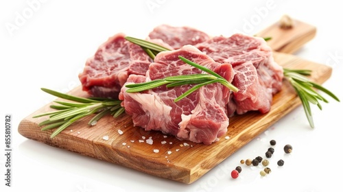 lamb meat rump steaks isolated on white, healthy food concept