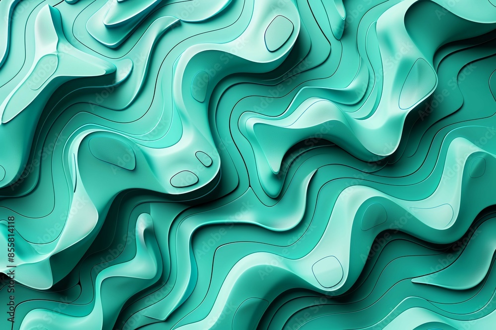 Abstract 3D background in the form of gradient turquoise curls Abstract 3D background in the form of gradient turquoise curls