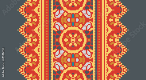 Ethnic Style Vector Seamless Pattern. Pixel Unique Geometric Vector Swatch. Ikat Perfect for Screen Background.