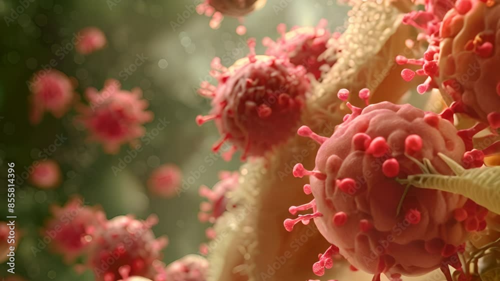 Microscopic View of Cancer Cells in Vivid Detail