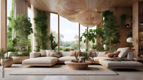 Contemporary living room with natural ambiance photo