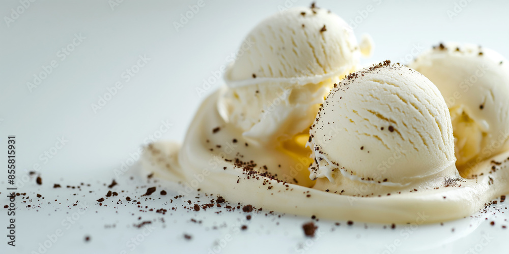 Fototapeta premium Luxurious truffle and honey gelato, an image of luxurious truffle and honey gelato, its rich texture and unique flavor profile highlighted against a white backdrop, perfect for showcasing high-end