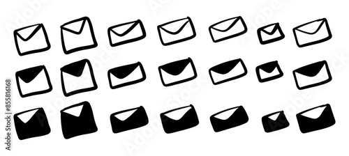 set of message icons vector silhouettes