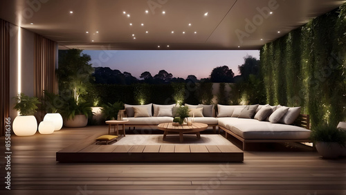 Outdoor living space with greenery photo