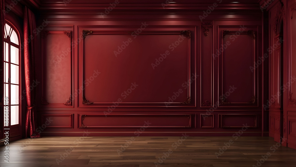 Elegant red walled room with wood flooring Elegant red walled room with wood flooring