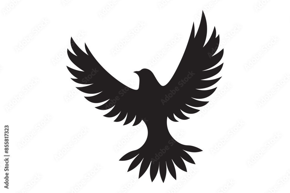 Obraz premium Flying bird silhouette vector illustration 