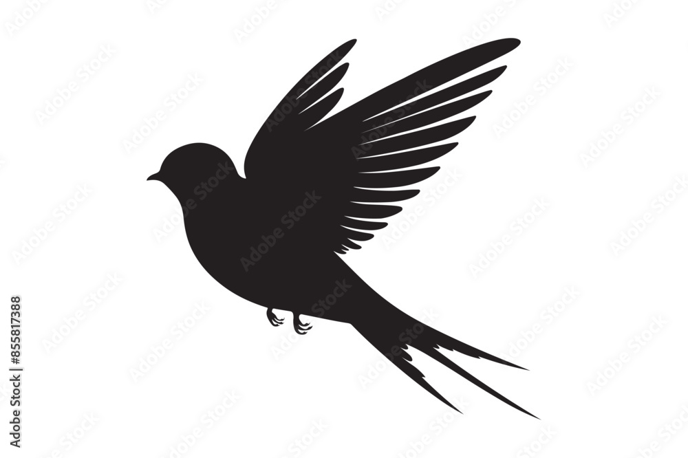Fototapeta premium Flying bird silhouette vector illustration 
