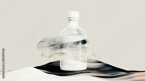 White baby bottle mockup with cherimoya photo