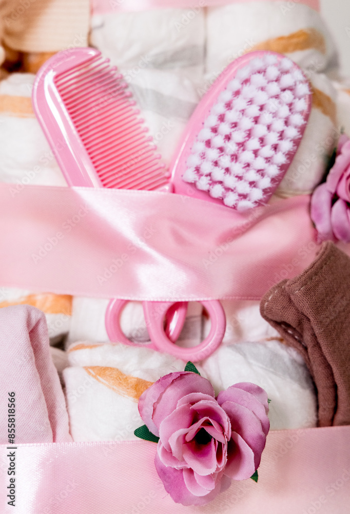A Cake Decorated With Things For A Baby Girl A Cake Decorated With Things For A Baby Girl