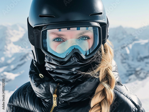 a woman wearing a helmet and goggles © Cristian