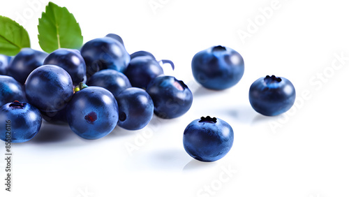 Blueberries white background with leaf, wallpaper, fruit