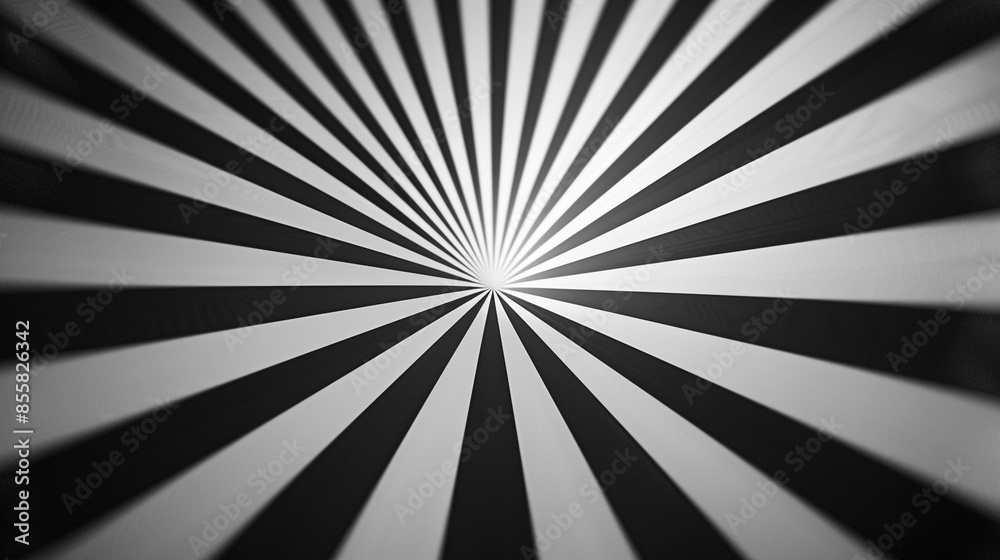 Abstract black and white radial stripes converging to a central point with gradient shading Abstract black and white radial stripes converging to a central point with gradient shading