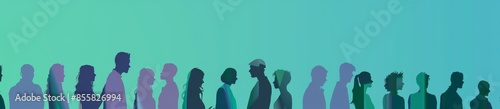 Group of business people. Isolated over white background. Communication group of multiethnic diversity silhouette profile. Social network community of diverse culture. Talk and share information