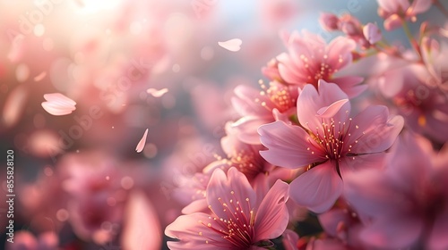 Delicate Cherry Blossoms Floating on Spring Breeze Embracing Renewal and Fleeting Beauty Concept