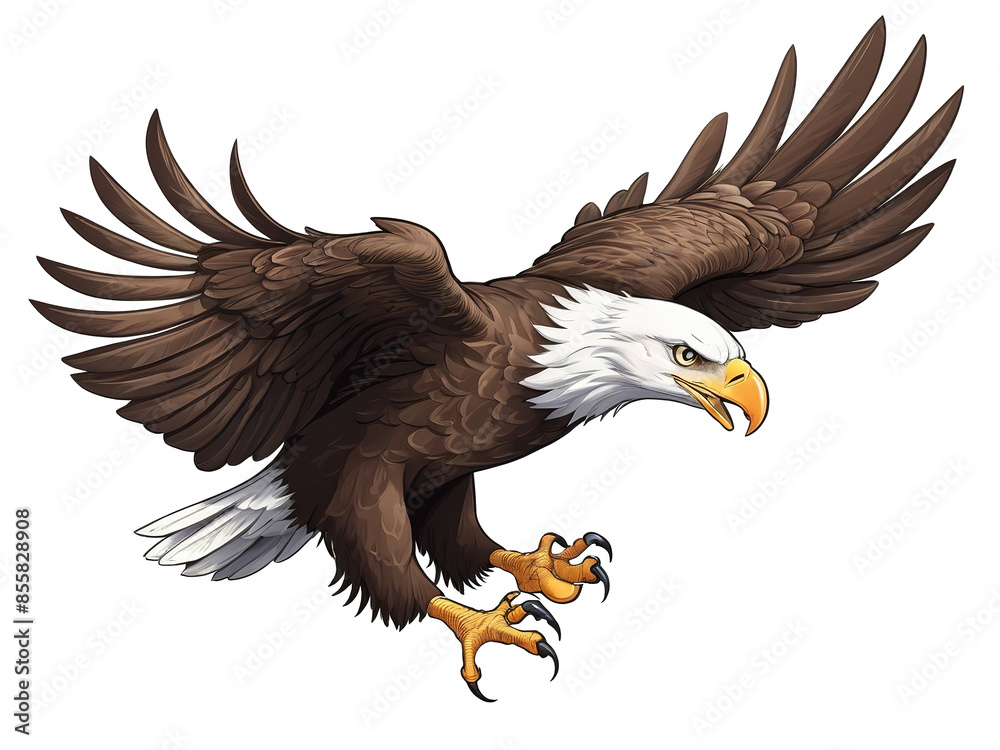 Fototapeta premium The eagle is flying with its wings spread. Vector illustration. Isolated background, transparent
