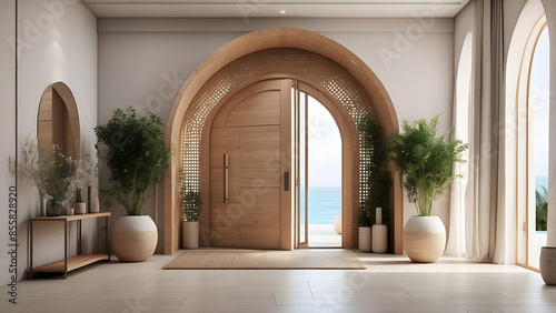 Entrance hall with wooden arch doorway