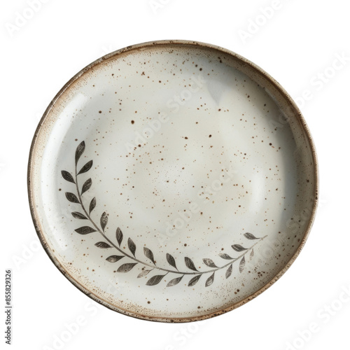 Rustic Ceramic Plate with Minimalist Leaf Design Ideal for Kitchen Decor, Tableware, and Dining Settings