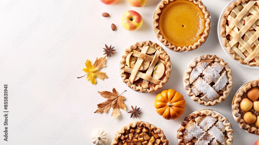 a group of pies with pumpkins and apples a group of pies with pumpkins and apples