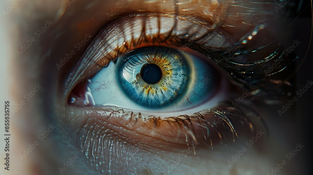Highly Detailed Macro Image of a Blue Eye and Eyelashes Highly Detailed Macro Image of a Blue Eye and Eyelashes