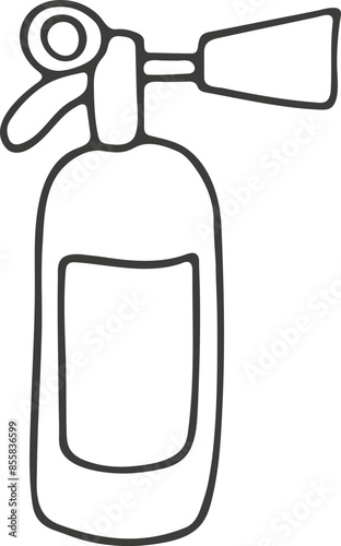 Hand drawn fire extinguisher icon. Vector illustration, doodle style.
