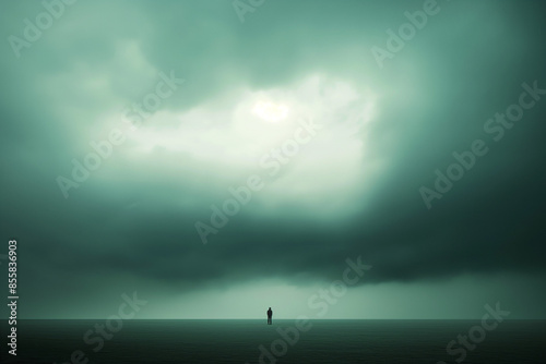 A solitary figure faces a t...