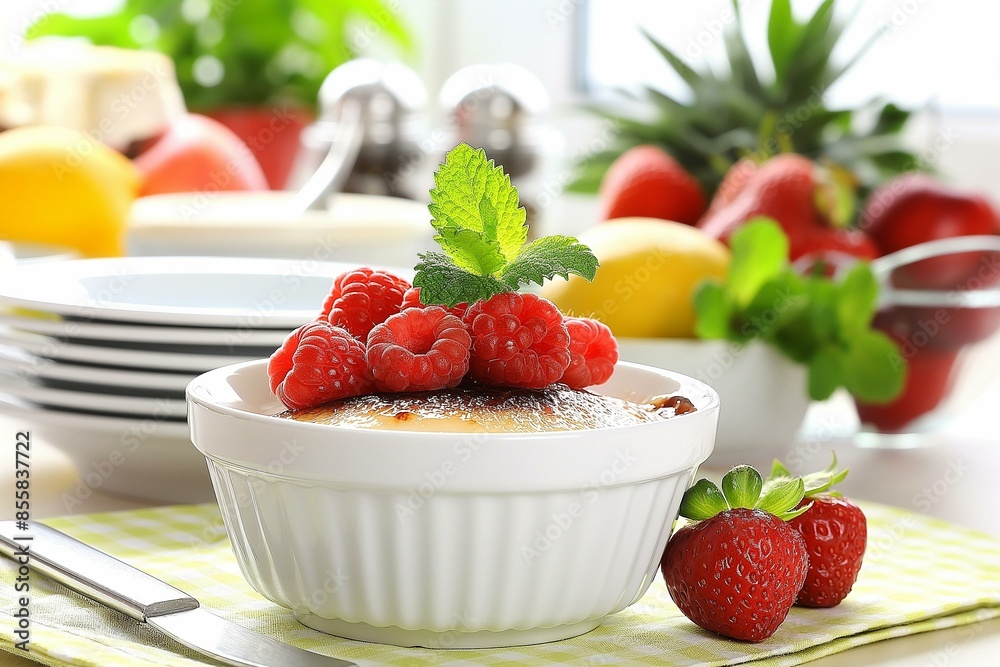 Sumptuous Display of Berry-Topped Crème Brûlée
