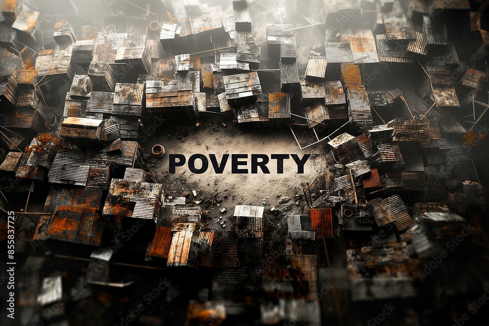 Aerial View of a Shanty Town With Emphatic