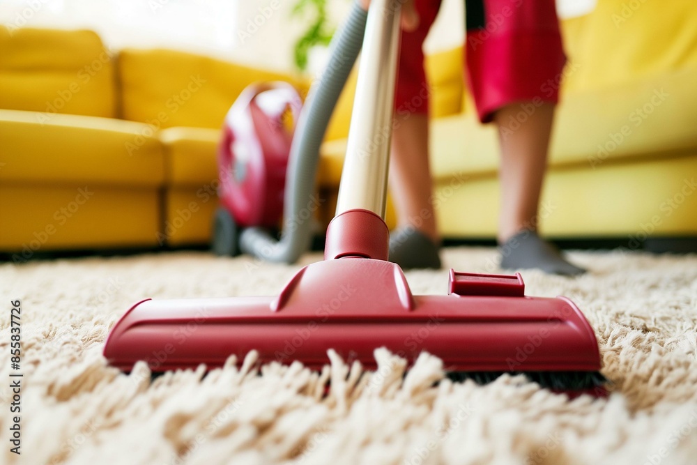 Dynamic Image of Household Cleaning with a Modern Vacuum Cleaner