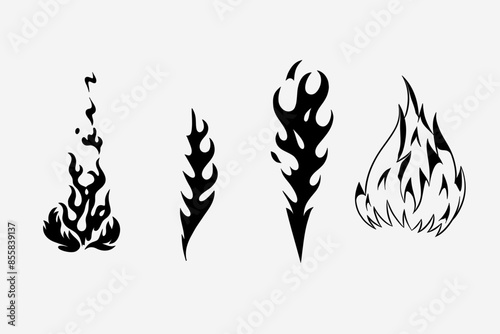 Outline Flame Set Hand Drawn Vector Image