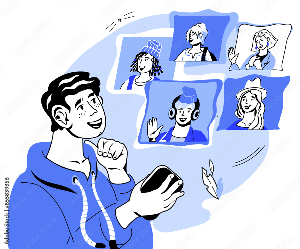Email and online communication, online audience building, flat vector illustration. Services for sending email, exchanging messages and networking. Internet connection, communication, correspondence. Email and online communication, online audience building, flat vector illustration. Services for sending email, exchanging messages and networking. Internet connection, communication, correspondence.