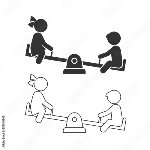 Seesaw playground related line icon image vector illustration design
