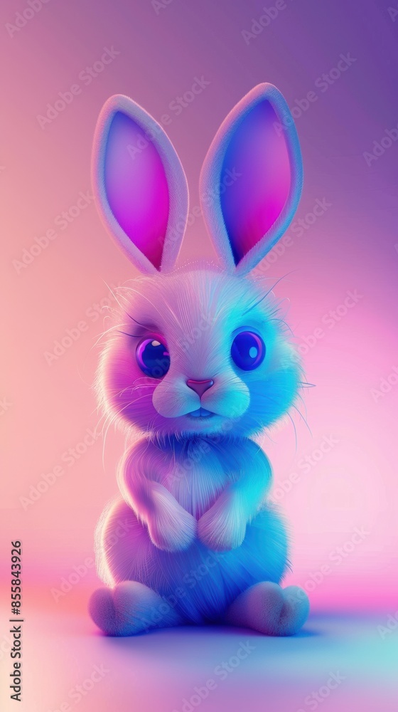 Fototapeta premium A cute little bunny sitting on the ground