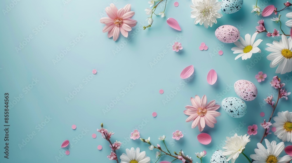 Easter card mockup with spring elements and space for text Easter card mockup with spring elements and space for text