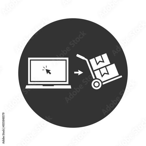 Click and collect order, icon, receive order in pick up point, online delivery service, store e-commerce concept, - editable stroke vector illustration