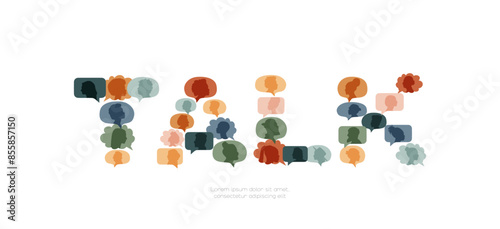 Talk sign. Different people in chat bubbles. Communication concept.
