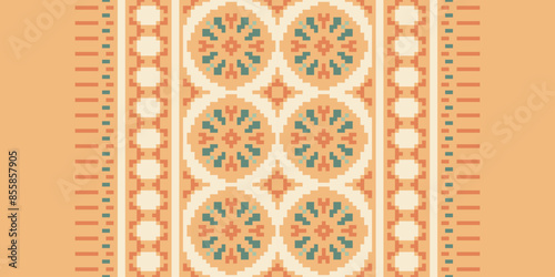 Native American Ethnic style abstract Navajo geometric tribal vector seamless pattern background.