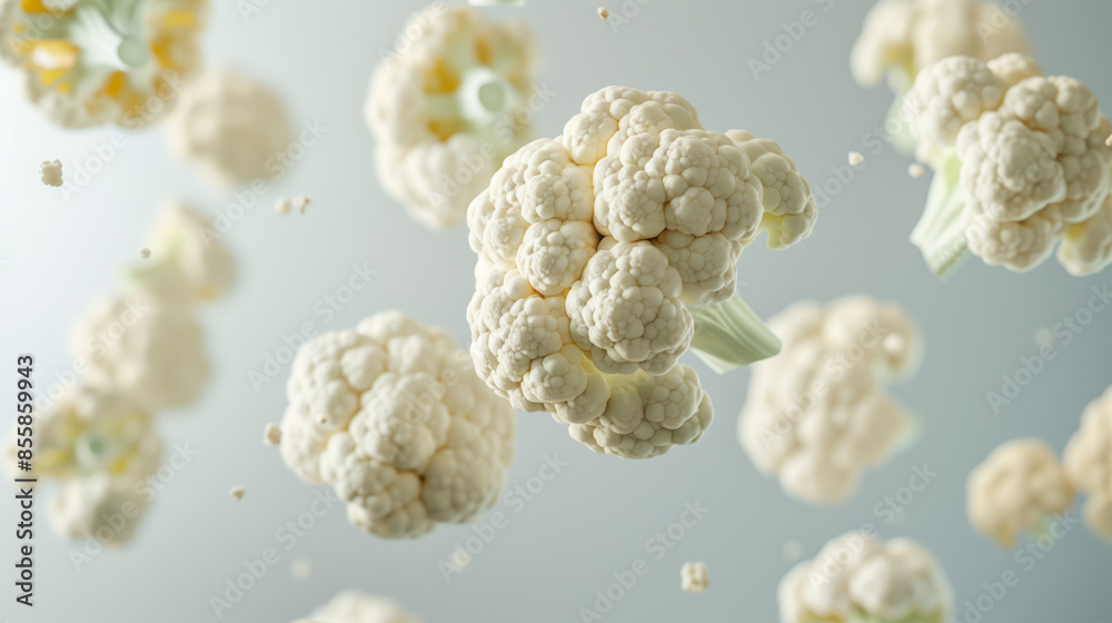 Whole Raw Cauliflower on Clean White Background