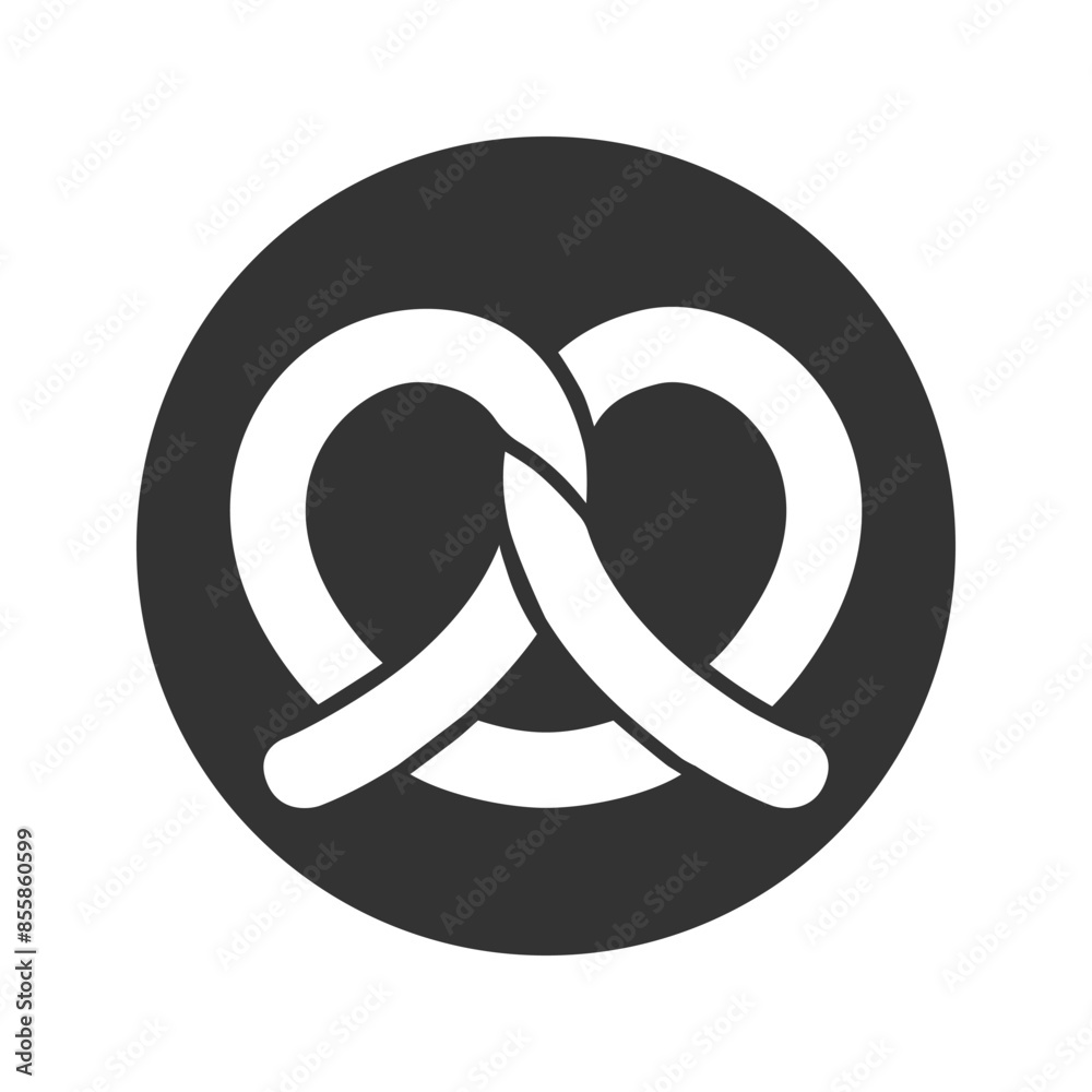 Pretzel vector icon in black solid flat design icon isolated on white background