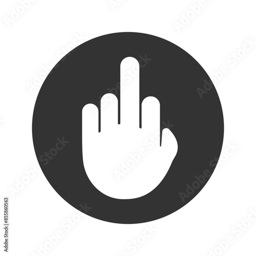 Fuck You Hand Gesture. Flat Vector Icon illustration. Simple black symbol on white background. Fuck You Hand Gesture sign design template