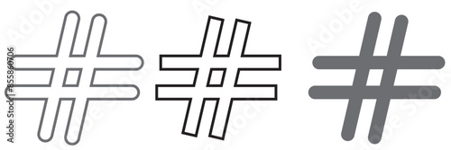 Hashtags icon vector, hashtag sign and symbol isolated on white background, black hashtag icon.vector illustration.