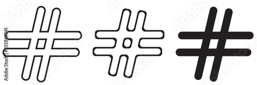 Hashtags icon vector, hashtag sign and symbol isolated on white background, black hashtag icon.vector illustration.