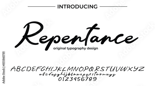 Repentance Font Stylish brush painted an uppercase vector letters, alphabet, typeface