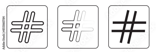 Hashtags icon vector, hashtag sign and symbol isolated on white background, black hashtag icon.vector illustration.