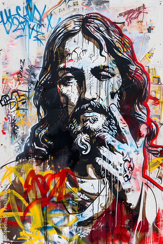 Obraz premium Jesus Christ graffiti on the wall