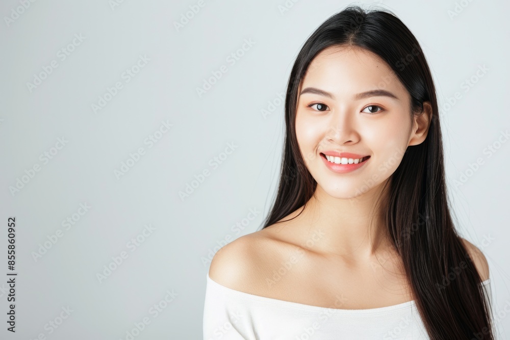 Beautiful young Asian woman Skin care. Woman with beauty face touching healthy facial skin portrait. Beautiful smiling asian girl model with natural makeup touching glowing hydrated skin Beautiful young Asian woman Skin care. Woman with beauty face touching healthy facial skin portrait. Beautiful smiling asian girl model with natural makeup touching glowing hydrated skin