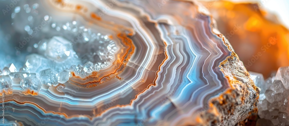 Detail of a translucent slice of natural stone agate. Natural ...