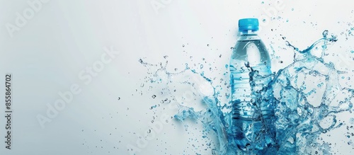 small crushed water bottle on white background. Copy space image. Place for adding text or design